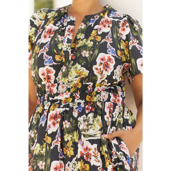 nwt by ANTHRPOLOGIE sz 3X Somerset Maxi Dress: Dark Gray Motif - Picture 4 of 5